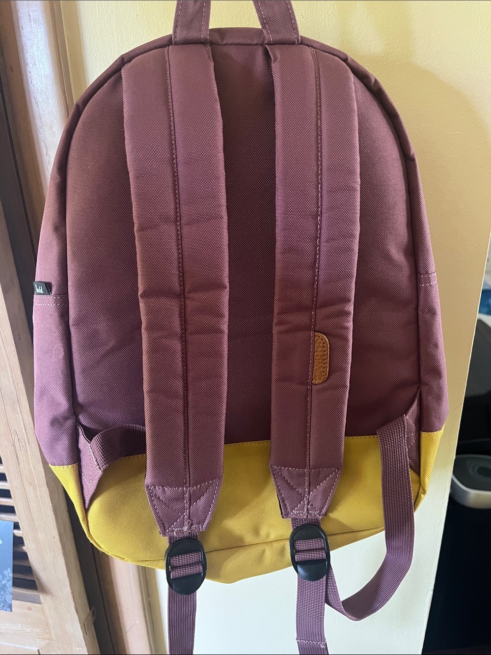 Herschel Supply Company Two-Tone Maroon and Mustard Backpack - Picture 5 of 6